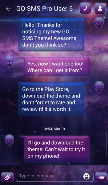 GO SMS Galaxy Theme - Preview 3