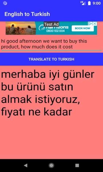 English to Turkish Translator - Preview 1