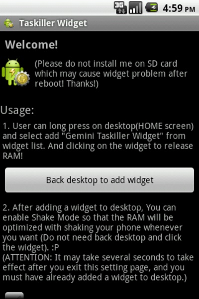 Gemini Taskiller Widget - Preview 4