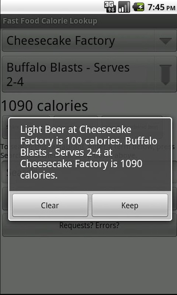 Fast Food Calorie Lookup - Preview 2