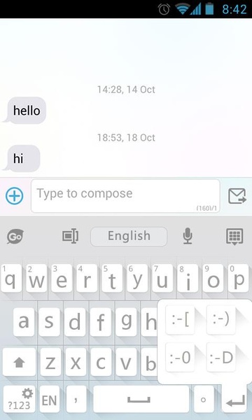 GO Keyboard Flat White Theme - Preview 1