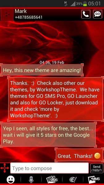 GO SMS Pro Theme Fire Flame - Preview 4