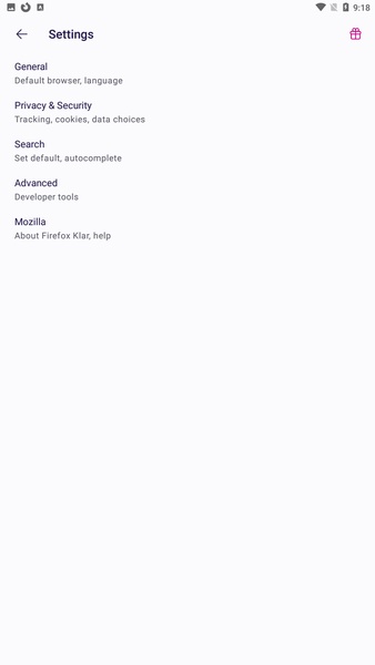 Firefox Klar - Preview 3