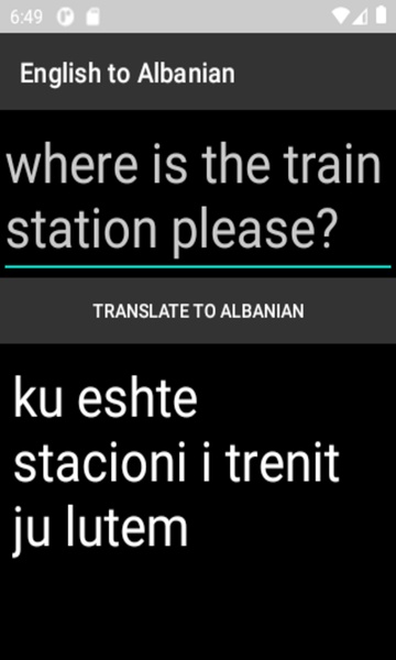 English to Albanian Translator - Preview 1
