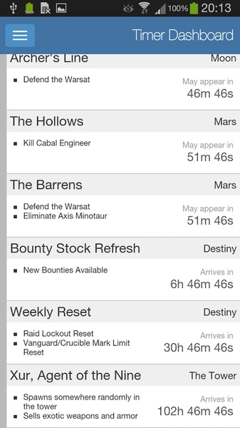 Destiny Timers - Preview 1