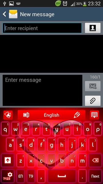 GO Keyboard Red Heart Theme - Preview 8