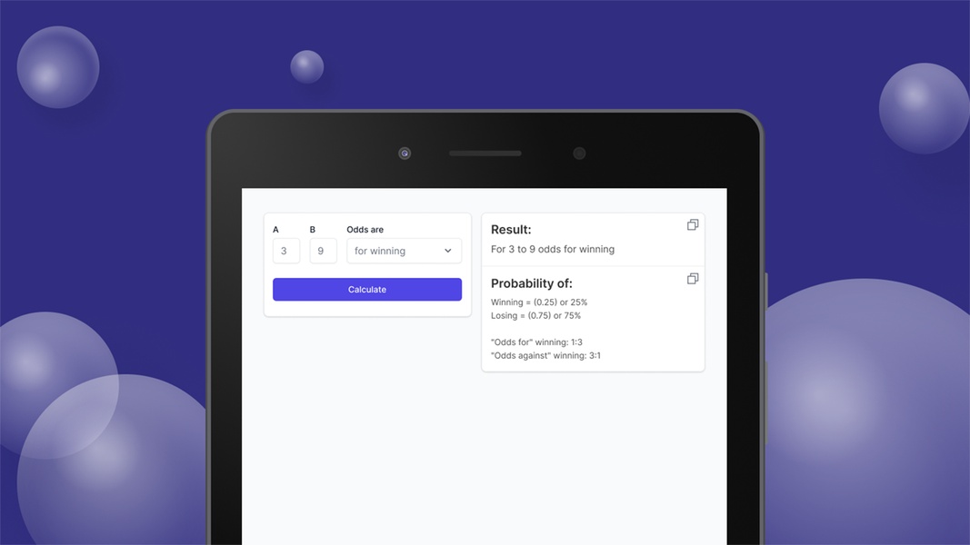 Odds Probability Calculator 1.0.0 Screen Pics 2