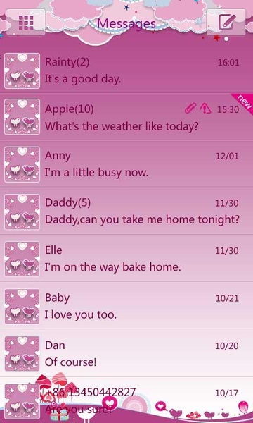 GO SMS Pro Bird Lover Theme - Preview 2