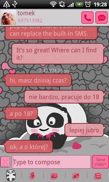 GO SMS Panda Bear Theme - Preview 5