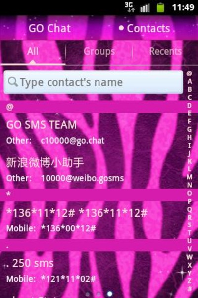 GO SMS Pro Theme Pink Zebra - Preview 1