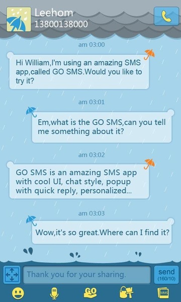 GO SMS Pro Rainy day Theme - Preview 3