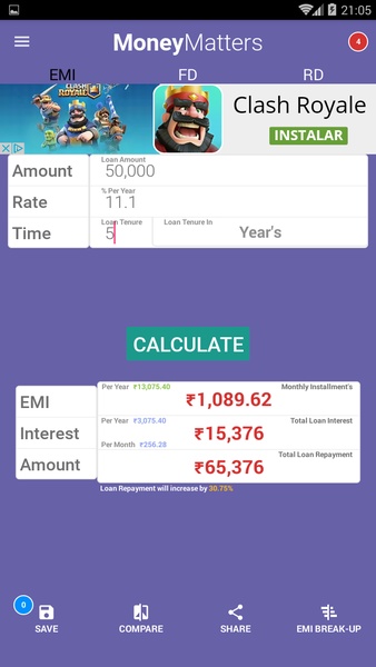 EMI Calculator + FD & RD - Preview 4
