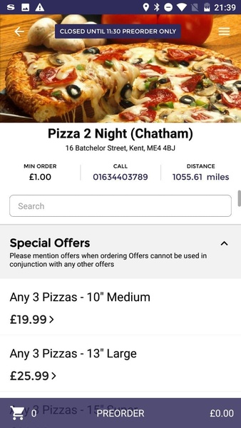 Pizza 2 Night App - Preview 1