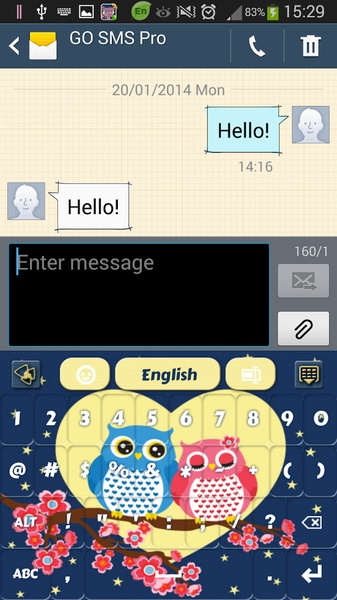 GO Keyboard Sweet Owl Theme - Preview 8