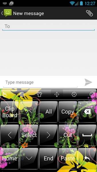 Theme x TouchPal Glass Black Flowers - Preview 5