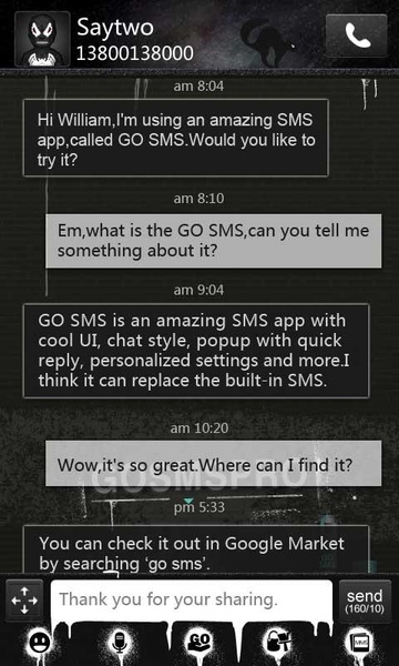 GO SMS Pro Thief Theme - Preview 4
