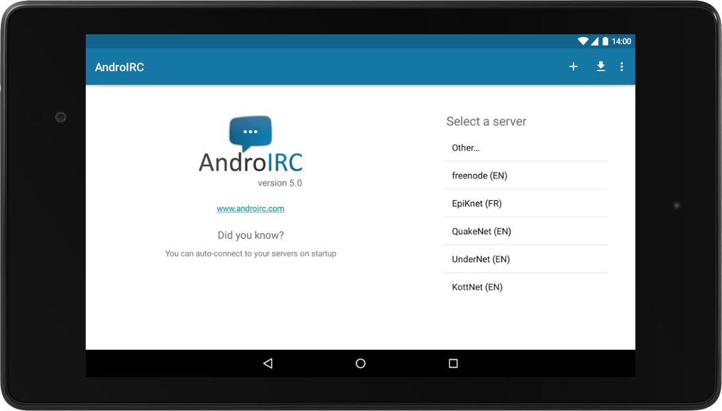 AndroIRC - Preview 9