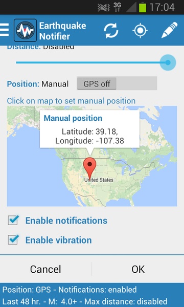 Earthquake Notifier - Preview 1