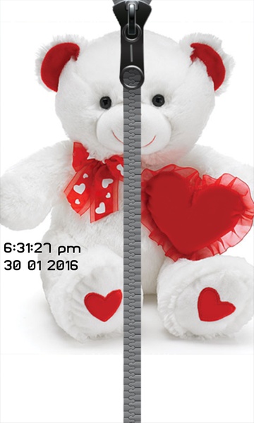 Teddy Bear Zipper Lock Screen - Preview 3