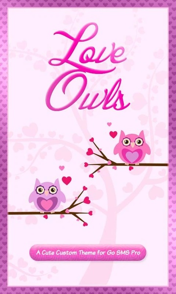 Love Owls Pink GO SMS - Preview 6
