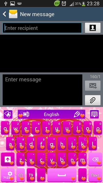 GO Keyboard Purple Heart Theme - Preview 10
