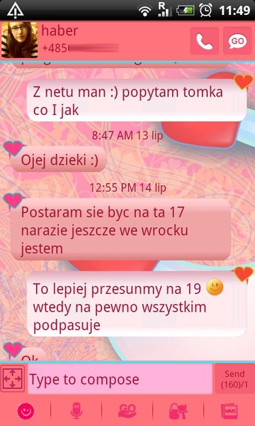 GO SMS Hearts Theme - Preview 2
