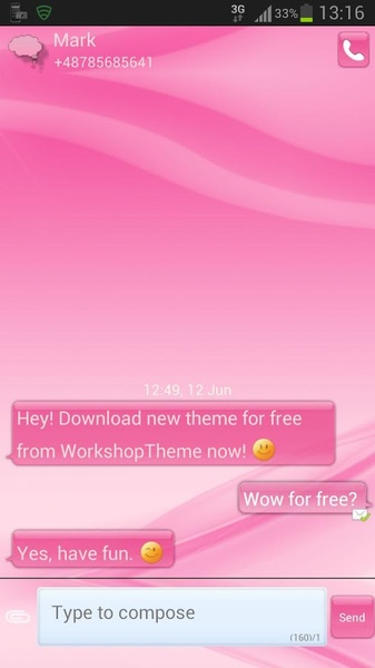 GO SMS pink style - Preview 3