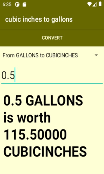 cubic inches to gallons converter - Preview 2