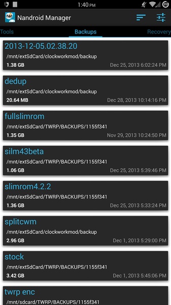 Nandroid Manager - Preview 7