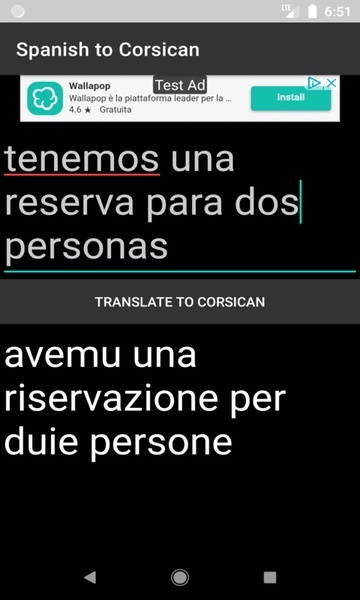 Spanish to Corsican Translator - Preview 2
