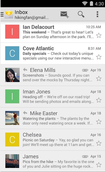 Android Mail - Preview 2