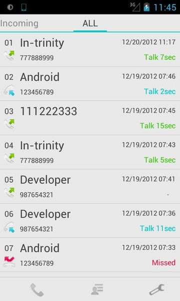 Slide Call-log Free - Preview 2