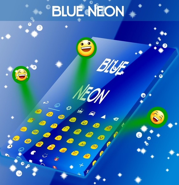 Blue Neon GO Keyboard Theme - Preview 7