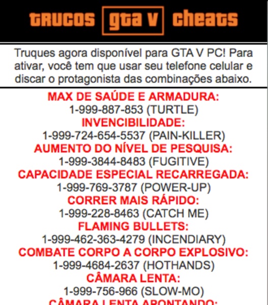 Trucos Cheats GTA 5 - Preview 1