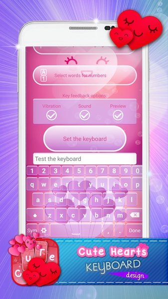 Cute Hearts Keyboard Design - Preview 1