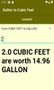 Gallon to Cubic Feet converter screenshot 1