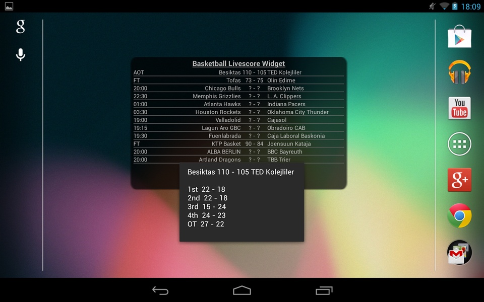 Basketball Livescore Widget - Preview 3