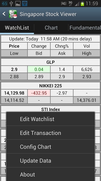 Singapore Stock Viewer - Preview 4