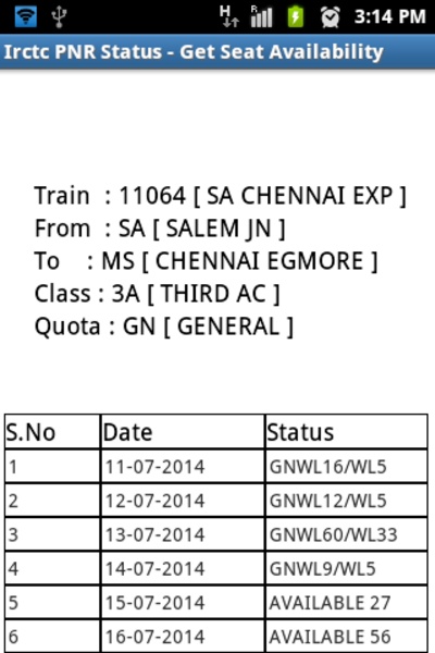 Irctc PNR Status - Preview 1