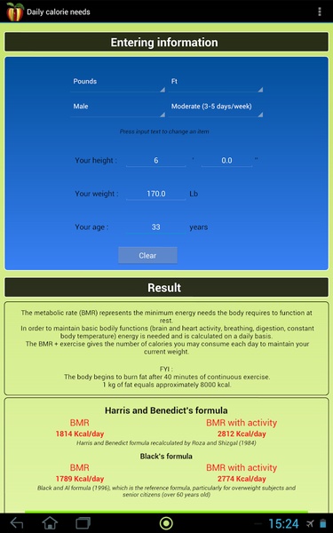 Daily calorie needs - Preview 2
