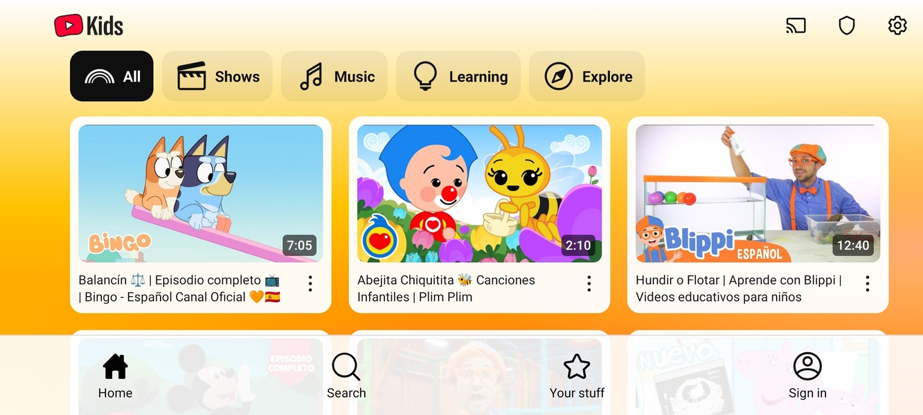YouTube Kids针对于Android - 从Uptodown上下载APK