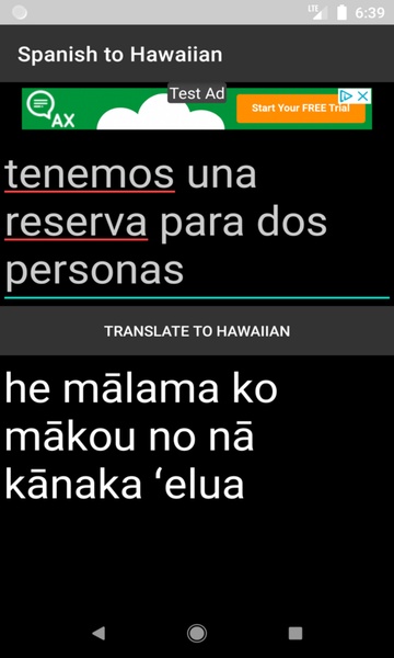 Spanish to Hawaiian Translator - Preview 1