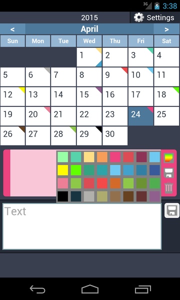 Calendar with colors - Preview 2