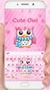 Pink Cute Owl Keyboard Theme screenshot 3
