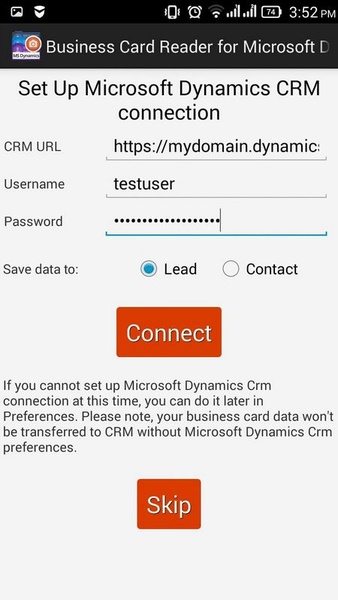 Business Card Reader for Microsoft Dynamics CRM - Preview 7