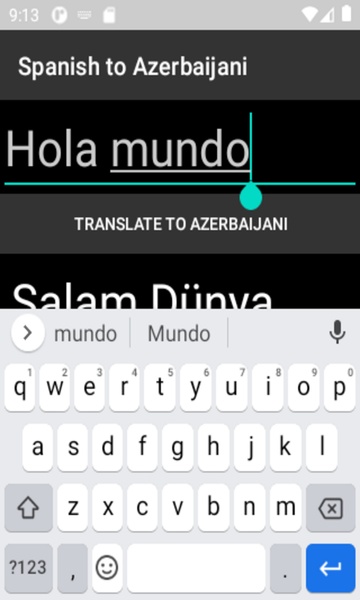 Spanish to Azerbaijani Translator - Preview 2