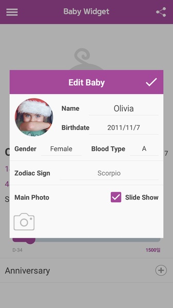 Baby birth calculation widget - Preview 5