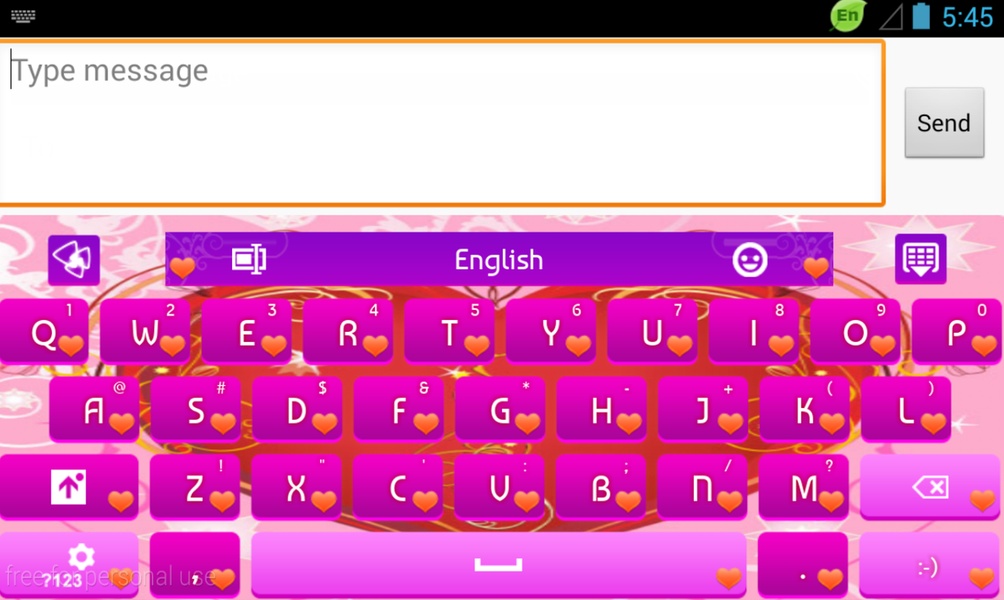 GO Keyboard Purple Heart Theme - Preview 4