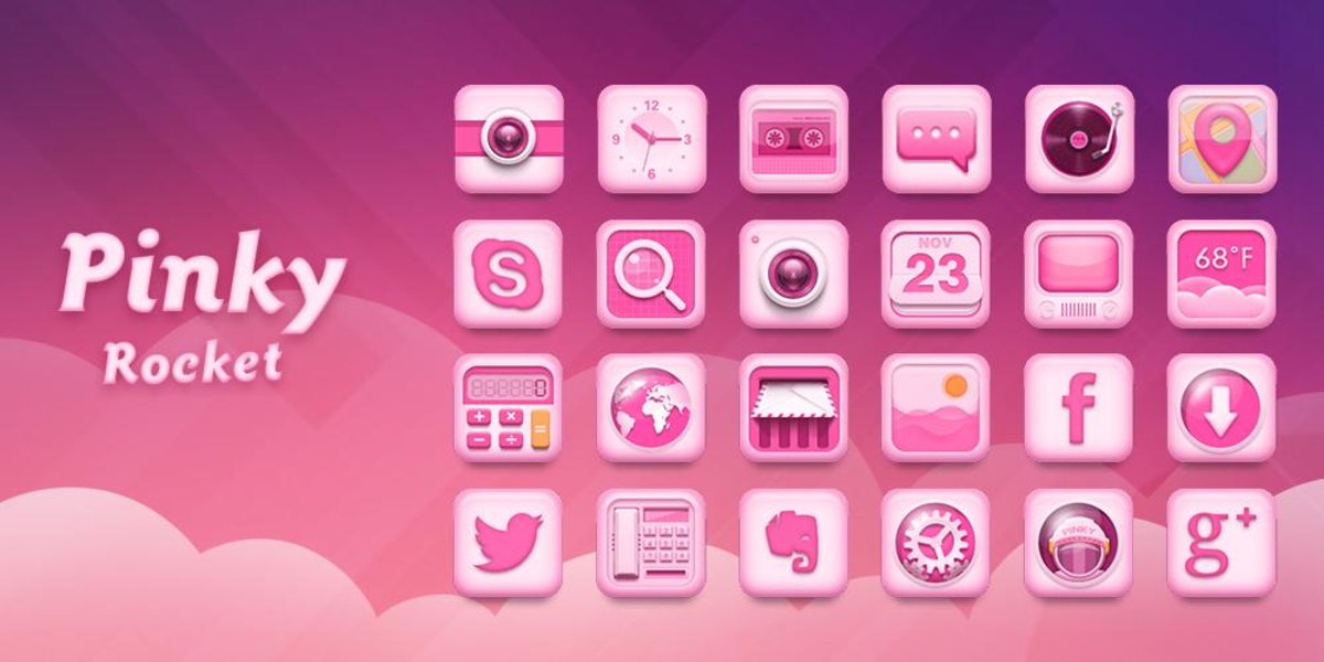 pinky rocket GOLauncher EX Theme - Preview 4