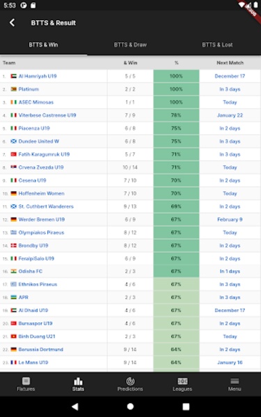 FootyStats Lite - Soccer Stats for Android - Free App Download